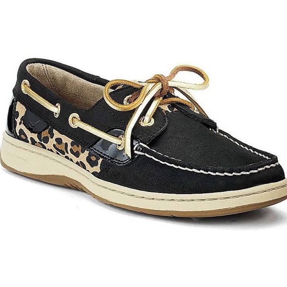 black leopard print sperrys